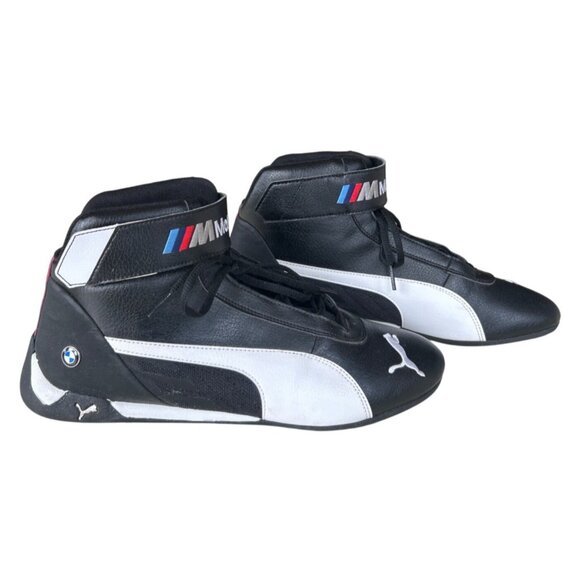 PUMA BMW M Motorsport R-CAT MID Sneaker Men's 11 Black White Leather Racing Shoe - Picture 2 of 9